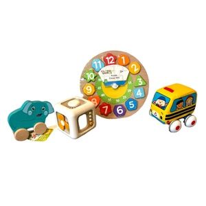 Baby Toy Bundle Melissa & Doug Soft Bus Montessori Cube Wooden Elephant Puzzle